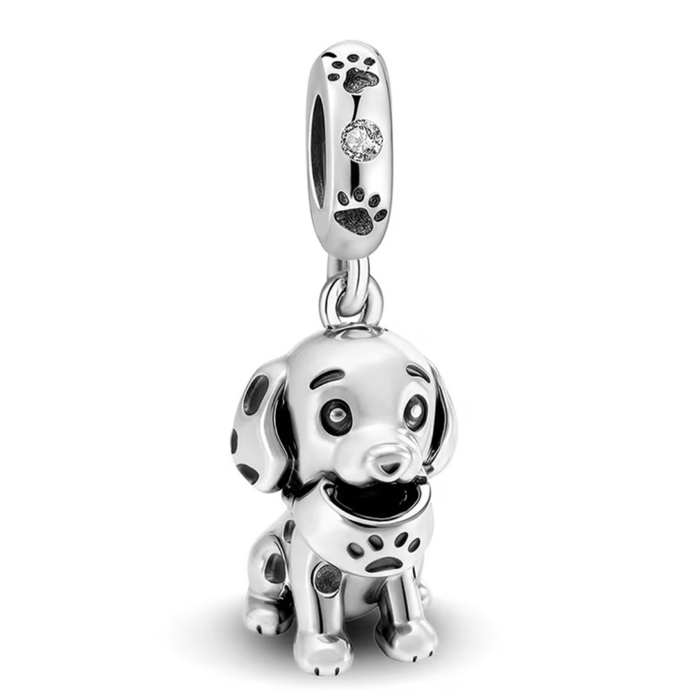 Silver Dog Charm Pendant with Paw Prints - Picture 8 of 8